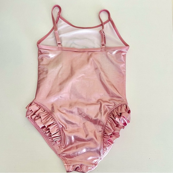 Girls Pink Metallic Ariel one piece bathing suit size 5/6 - Picture 2 of 6